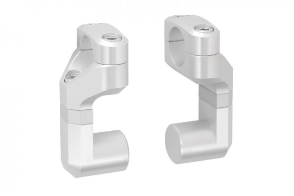 Vario bar back for Ø 22 mm handlebar Up/back variable. Silver.