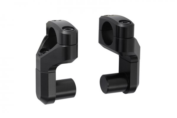 Vario bar back with conversion Ø 22 to 28 mm Up/back variable. Black.
