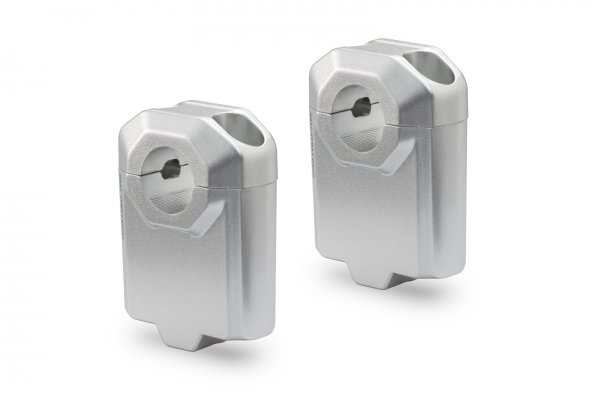 Bar riser for Ø 22 mm handlebar H=50 mm. Silver.