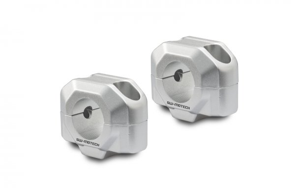 Bar riser for Ø 28 mm handlebar H=20 mm. Silver.